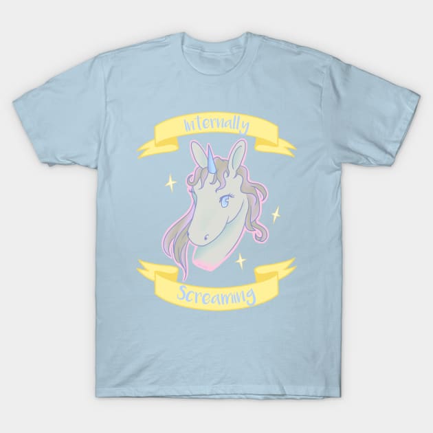 Internally Screaming Unicorn T-Shirt by NinjaKlee